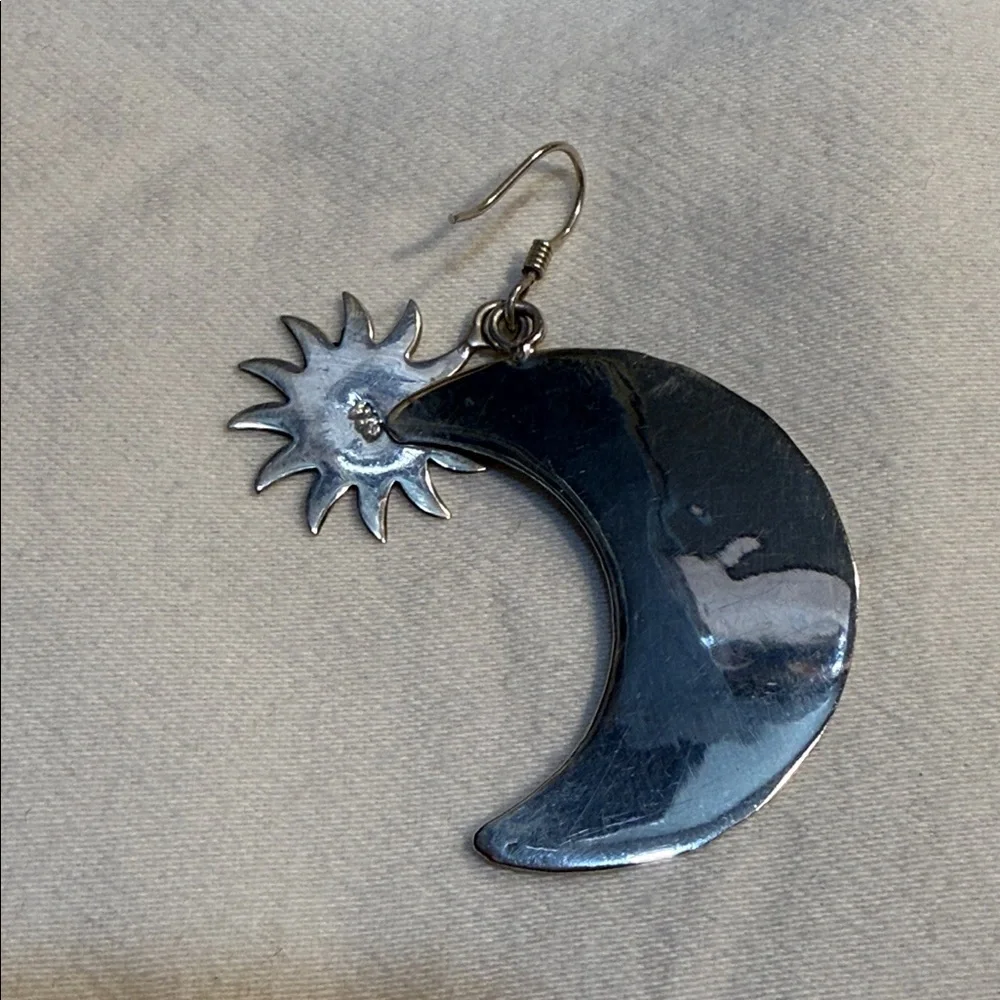 Sterling Silver Sun Moon Dangle Earrings